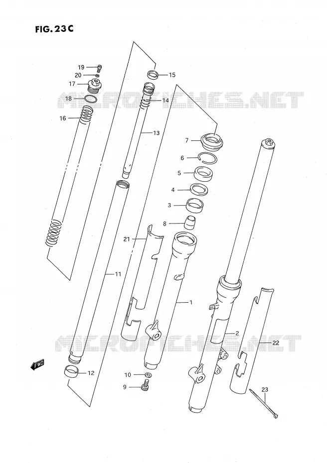 FOURCHE AVANT (MODELE S) Suzuki MOTO 80 RM 1994  RM80XR(E2)