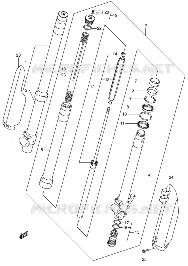 FOURCHE (MODELE K2/K3/K4) Suzuki MOTO 85 RM 2003  RM85K3(P3/P28)