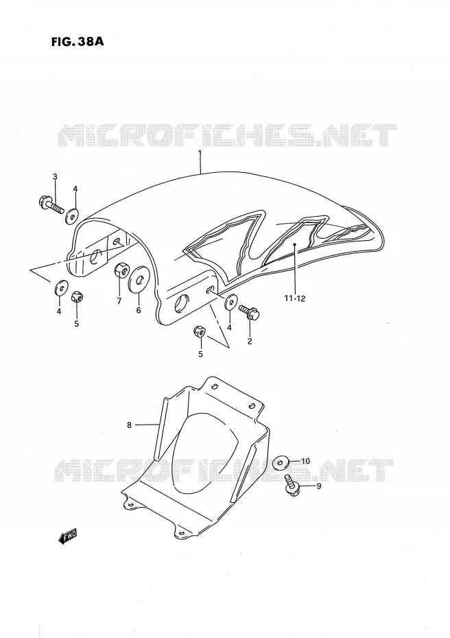GARDE BOUE ARRIERE (MODELE N/P/R/S) Suzuki MOTO 80 RM 1986  RM80XG(E2)