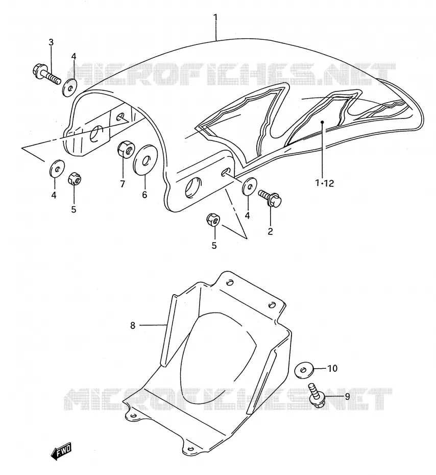 GARDE BOUE ARRIERE (MODELE N/P/R/S) Suzuki MOTO 80 RM 1990  RM80L(E28)
