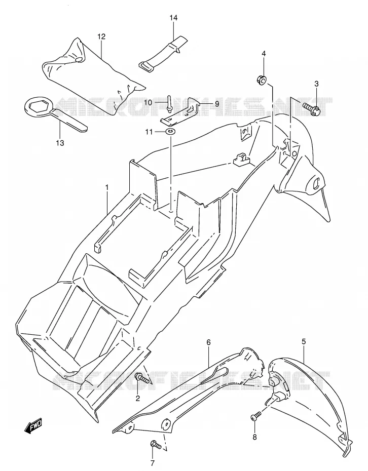 GARDE BOUE ARRIERE (MODELE V) Suzuki MOTO 1000 TL-S 1997  TL1000SV(E2)