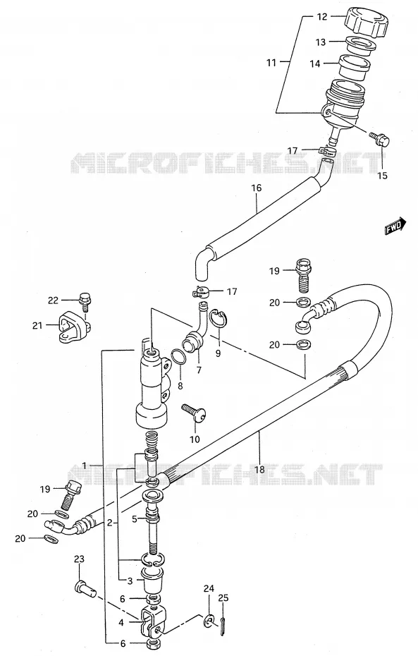 MAITRE CYLINDRE ARRIERE (MODELE L) Suzuki MOTO 80 RM 1990  RM80L(E28)