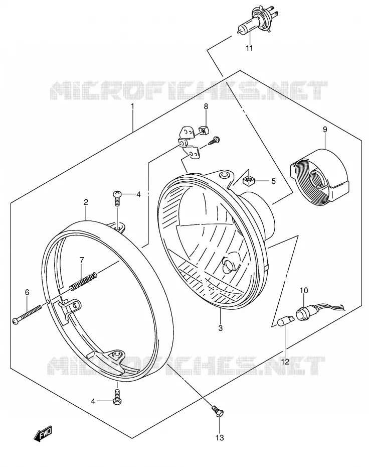PHARE (SV1000 E2/E19 SV1000U1/U2 E19) Suzuki MOTO 1000 SV 2005  SV1000U2K5(E2)