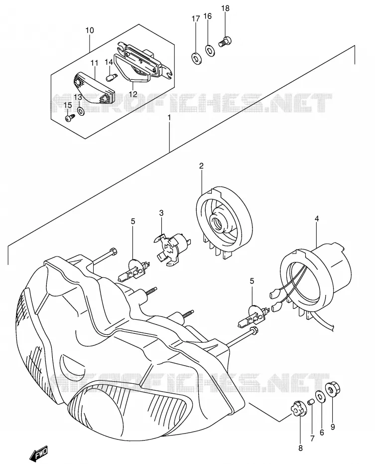 PHARE (SV650SX/SUX/SY/SUY/SK1/SUK1/SK2/SUK2,SEE NOTE) Suzuki MOTO 650 SV 1999  SV650UX(E2)