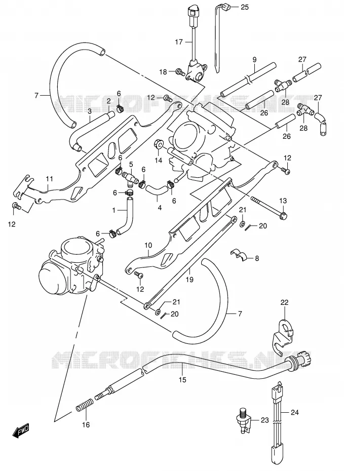PIECES EXTERNES CARBURATEUR Suzuki MOTO 650 SV-S 2001  SV650SK1(E2)