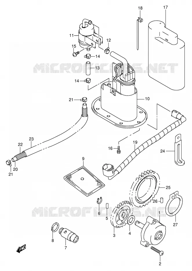 POMPE A HUILE - POMPE A ESSENCE (MODELE X/Y/K1/K2) Suzuki MOTO 1000 TL-R 2002  TL1000RK2(E2)