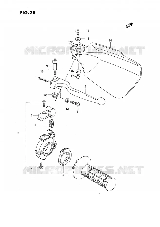 PROTEGE MAIN DROIT (MODELE K/L/M) Suzuki MOTO 250 RMX 1989  RMX250K(E3)