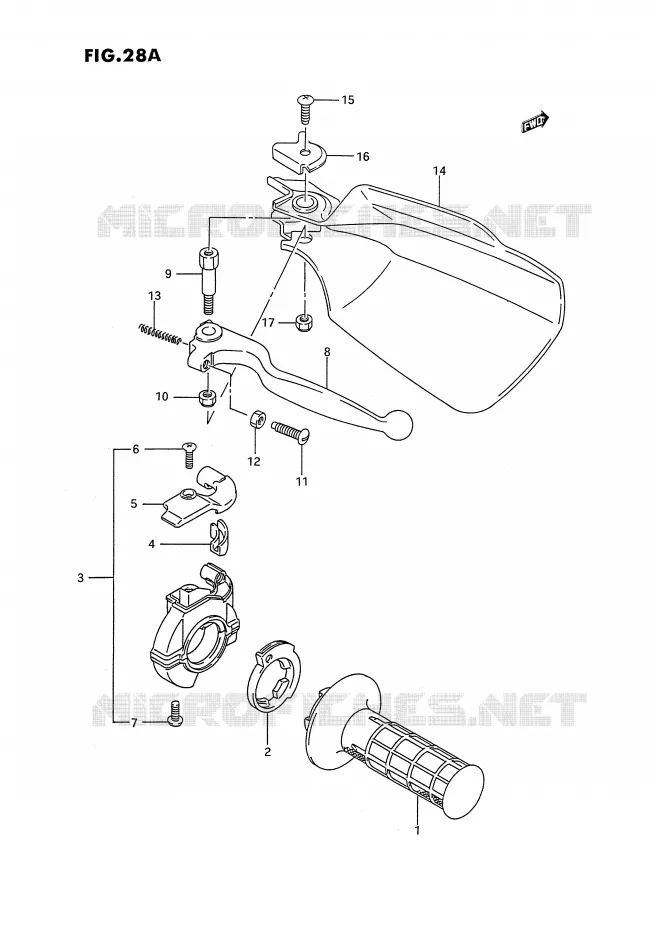 PROTEGE MAIN DROIT (MODELE N/P/R/S/T) Suzuki MOTO 250 RMX 1995  RMX250S(E3)