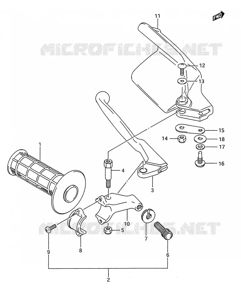 PROTEGE MAIN GAUCHE (MODELE K/L/M) Suzuki MOTO 250 RMX 1989  RMX250K(E28)