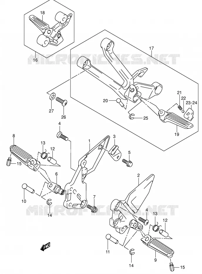 REPOSE PIED (SV1000/U1/U2K3) Suzuki MOTO 1000 SV 2003  SV1000SK3(E2)