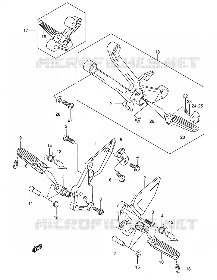 REPOSE PIEDS (MODEL K4/K5/K6/K7) Suzuki MOTO 650 SV 2007  SV650K7