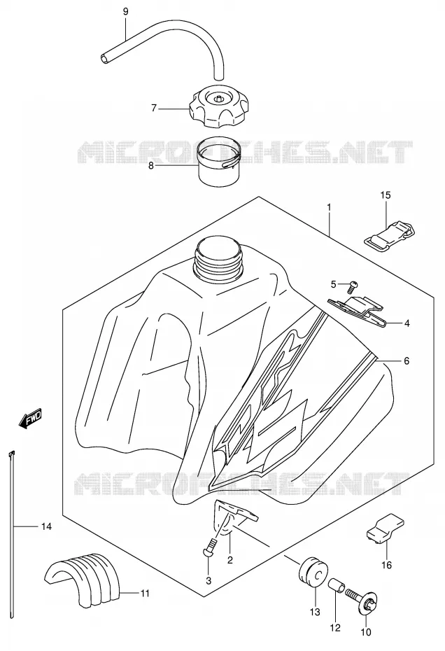 RESERVOIR D'ESSENCE (MODELE K1) Suzuki MOTO 250 DR-Z 2004  DR-Z250K4(E3/E28)