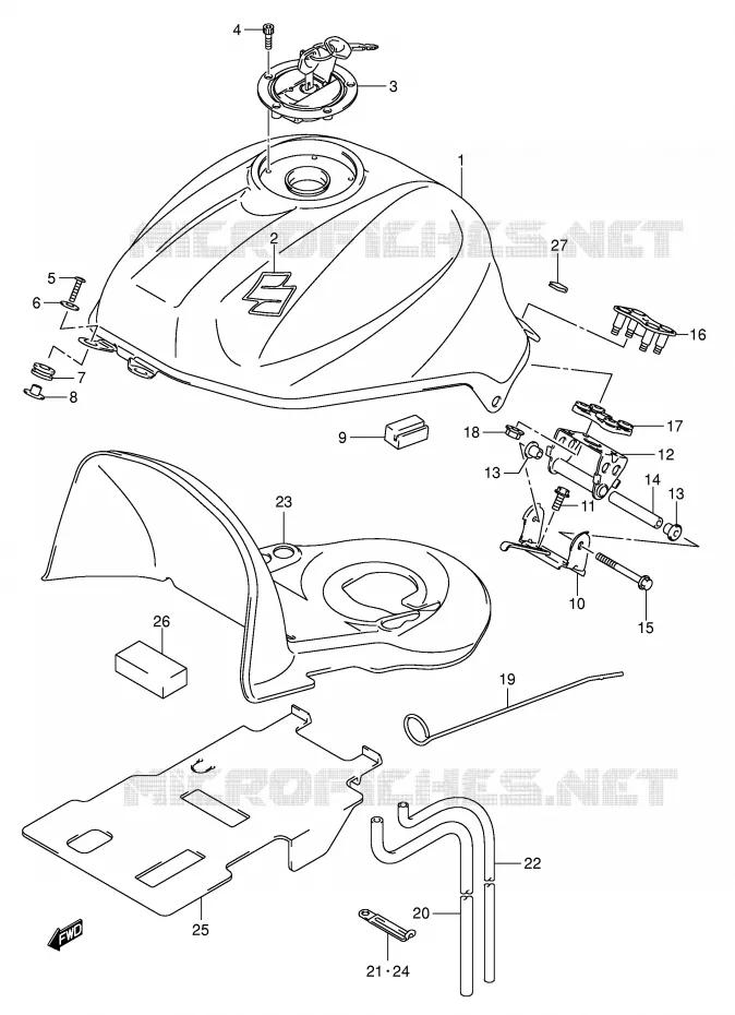 RESERVOIR D'ESSENCE (MODELE K4) Suzuki MOTO 1000 SV 2003  SV1000U2K3(E2)