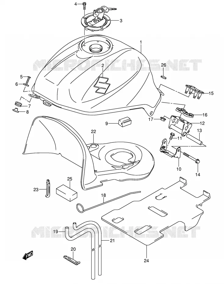 RESERVOIR D'ESSENCE (MODELE K5/K6) Suzuki MOTO 650 SV-S 2006  SV650SK6(E2)