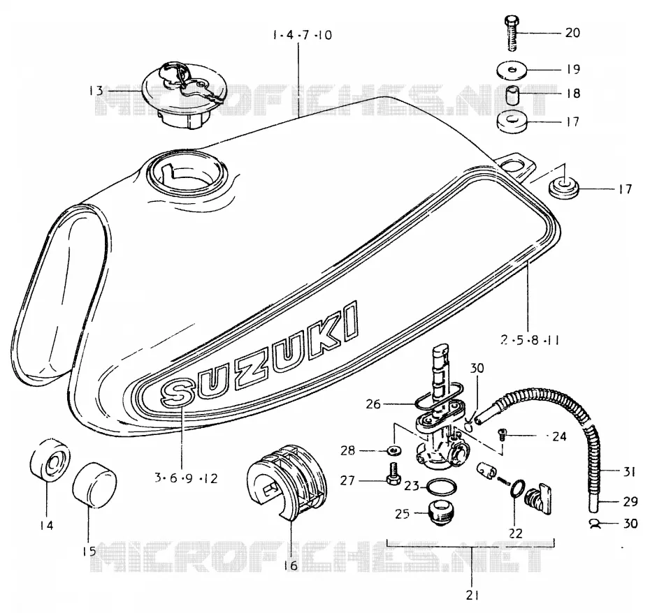 RESERVOIR D'ESSENCE Suzuki MOTO 400 SP 1980  SP400T