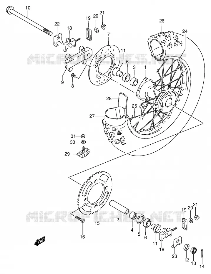 ROUE ARRIERE (RM85K2/K3) Suzuki MOTO 85 RM 2004  RM85LK4(P3/P28)