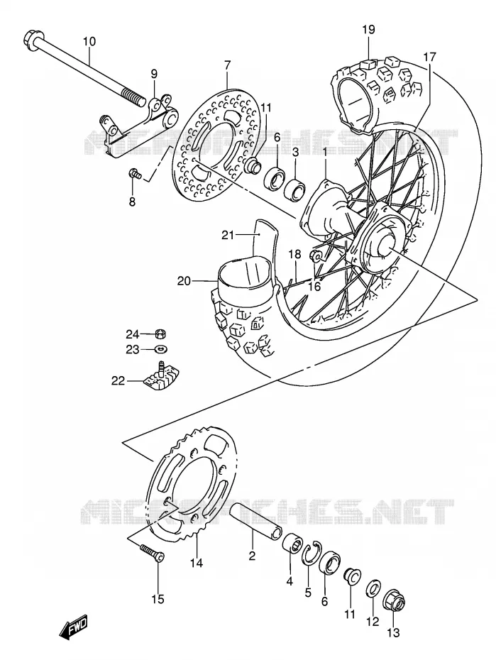 ROUE ARRIERE (RM85K5/K6) Suzuki MOTO 85 RM 2006  RM85K6(P3/P28)