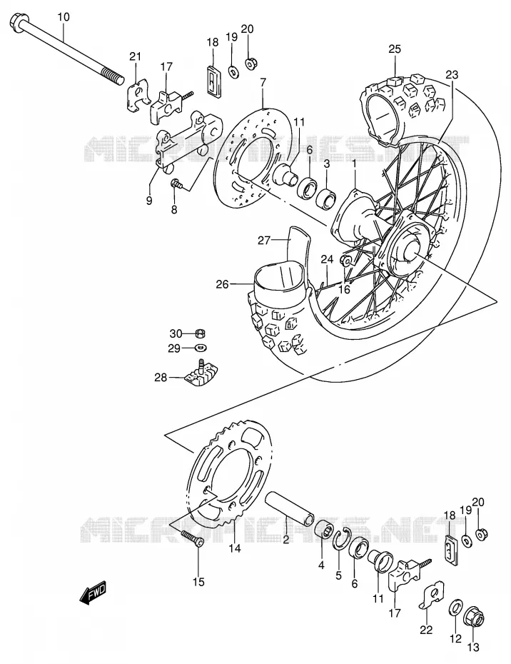 ROUE ARRIERE (RM85LK3) Suzuki MOTO 85 RM 2006  RM85K6(P3/P28)