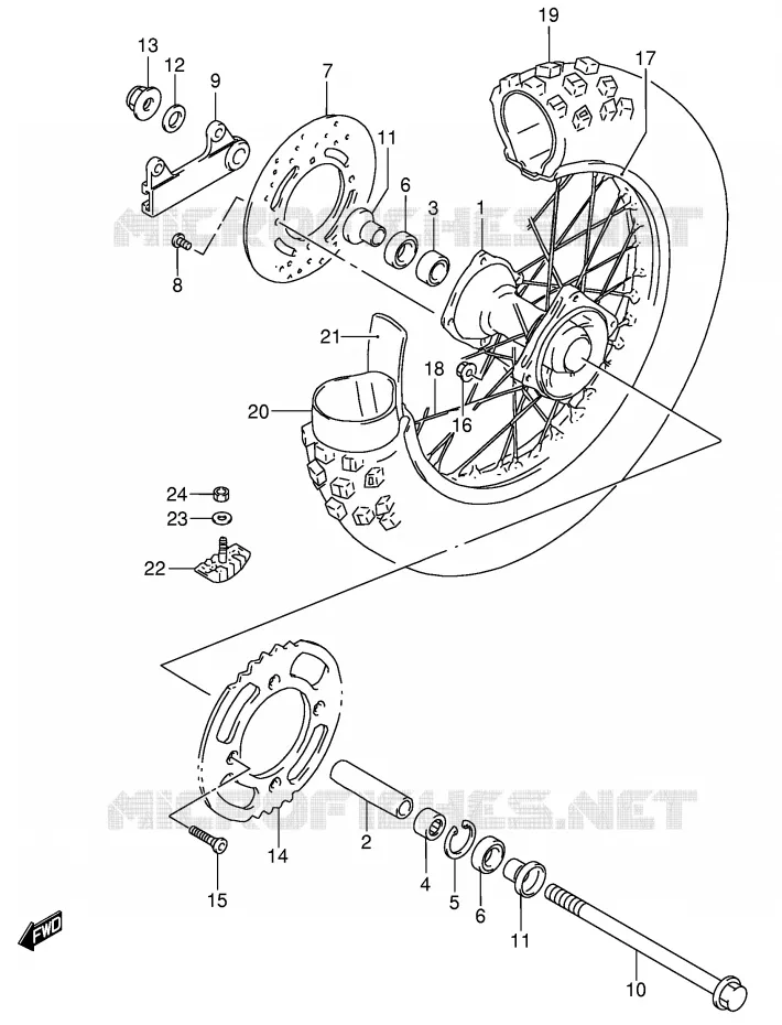 ROUE ARRIERE (RM85LK4) Suzuki MOTO 85 RM 2005  RM85LK5(P3/P28)