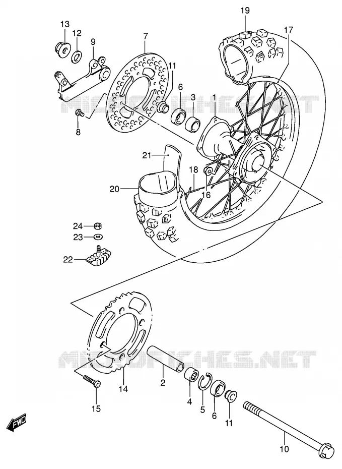 ROUE ARRIERE (RM85LK5/LK6) Suzuki MOTO 85 RM 2003  RM85LK3(P3/P28)