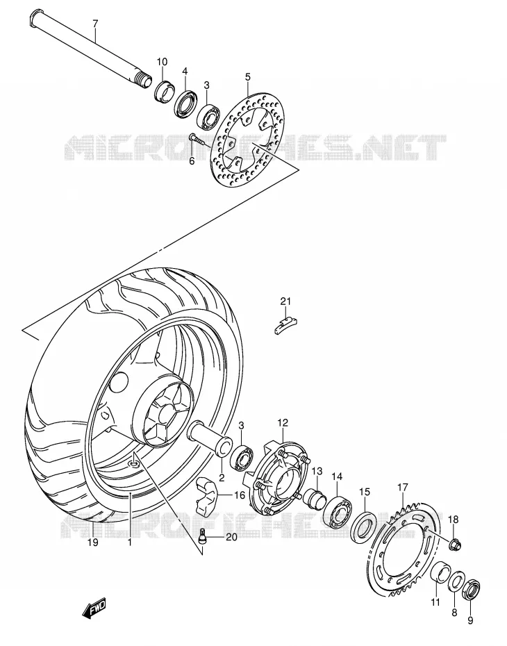 ROUE ARRIERE Suzuki MOTO 1000 SV 2003  SV1000S1K3(E2)