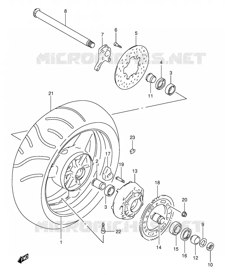 ROUE ARRIERE Suzuki MOTO 1000 TL-R 1998  TL1000RW(E2)