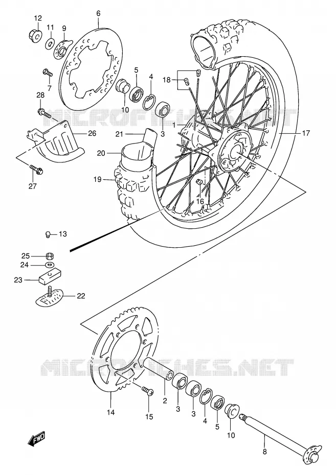 ROUE ARRIERE Suzuki MOTO 250 RMX 1999  RMX250SX(E24)