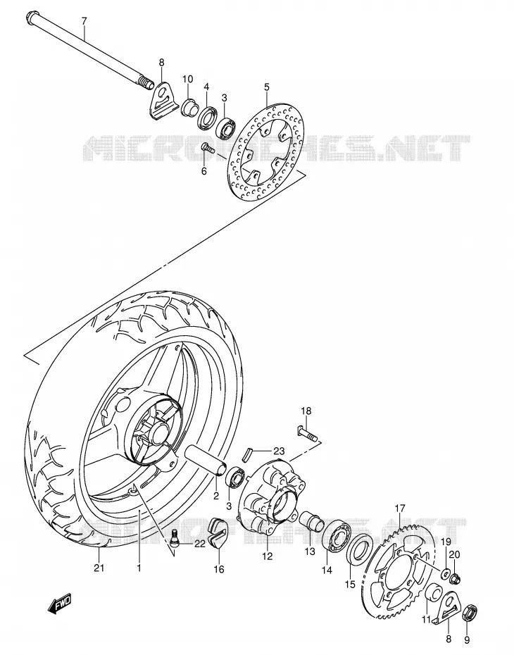 ROUE ARRIERE (VOIR NOTE) Suzuki MOTO 650 SV 2003  SV650K3(E2)