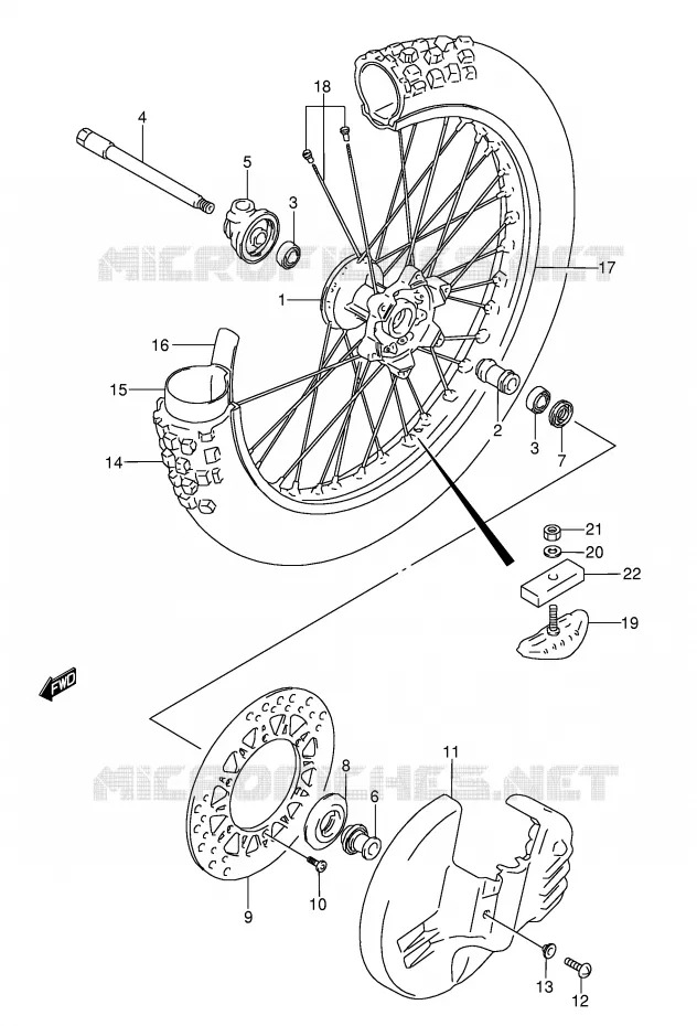 ROUE AVANT (MODELE K/L) Suzuki MOTO 250 RMX 1992  RMX250N(E1)