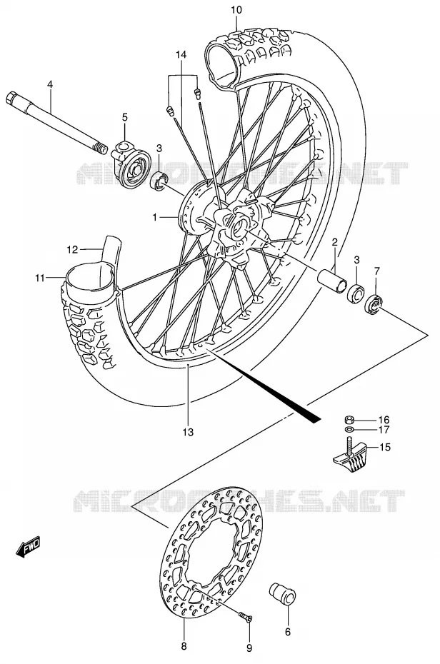 ROUE AVANT (MODELE K5) Suzuki MOTO 250 DR-Z 2003  DR-Z250K3(E3/E28)