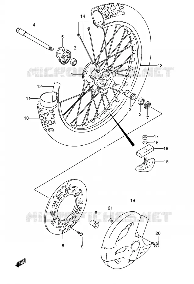 ROUE AVANT (MODELE T) Suzuki MOTO 250 RMX 1995  RMX250S(E1)