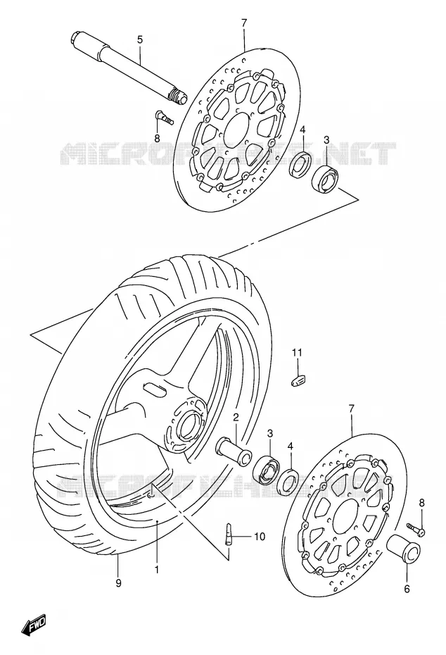 ROUE AVANT (MODELE V/W/X/Y) Suzuki MOTO 1000 TL-S 1999  TL1000SX(E2)