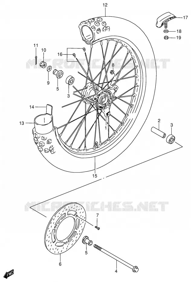ROUE AVANT (RM85K2/K3/K4) Suzuki MOTO 85 RM 2004  RM85LK4(P3/P28)