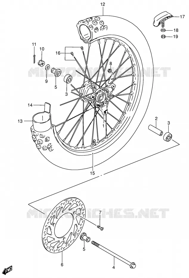 ROUE AVANT (RM85K5/K6) Suzuki MOTO 85 RM 2004  RM85LK4(P3/P28)