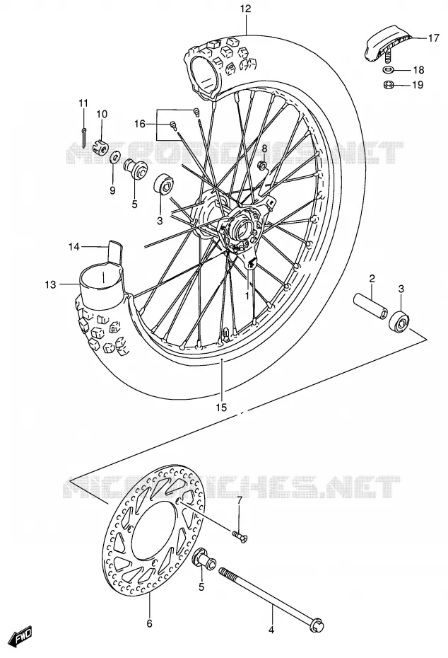 ROUE AVANT (RM85LK5/LK6) Suzuki MOTO 85 RM 2004  RM85LK4(P3/P28)