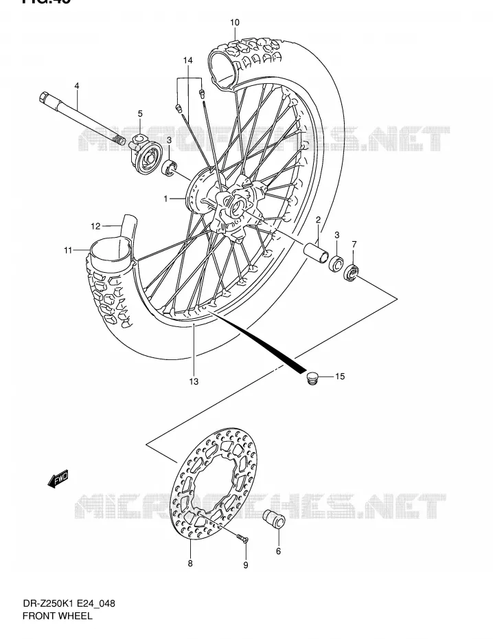 ROUE AVANT Suzuki MOTO 250 DR-Z 2005  DR-Z250K5(E24)
