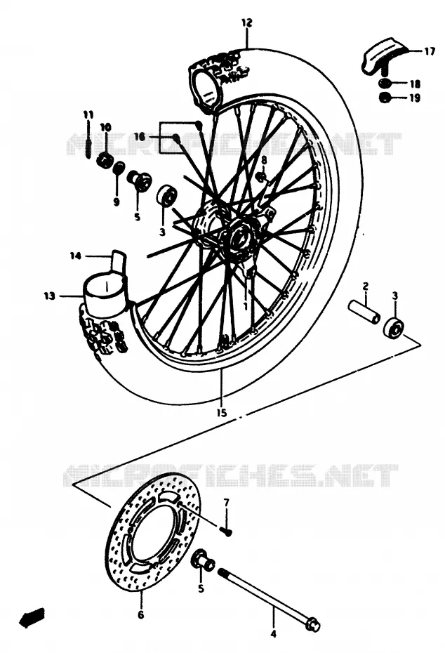 ROUE AVANT Suzuki MOTO 80 RM 1996  RM80T(T/V)