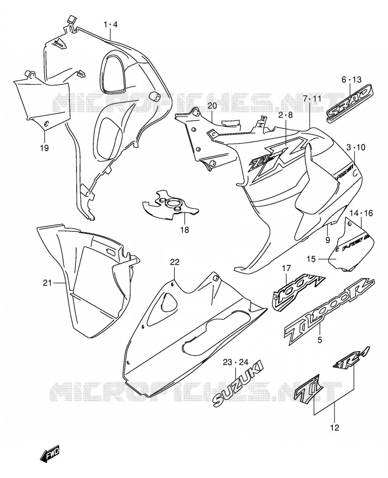 SABOT (MODELE W) Suzuki MOTO 1000 TL-R 1998  TL1000RW(E2)