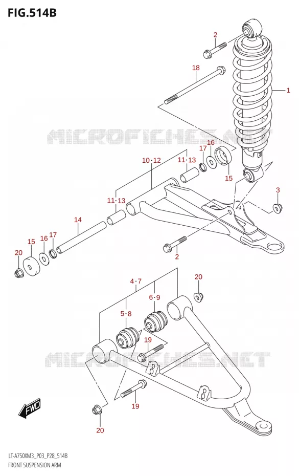 BRAS SUSPENSION AVANT (LT-A750XP) Suzuki QUAD 750 KINGQUAD 2023  LT-A750X M3 (P03 / P28 /P33)