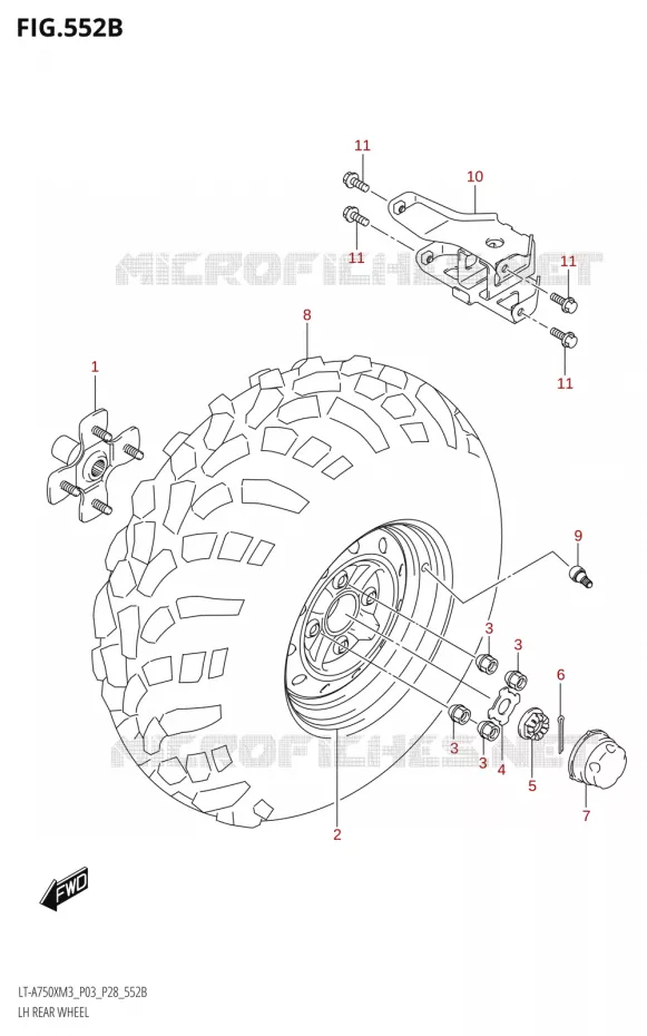 ROUE ARRIERE GAUCHE (LT-A750XP) Suzuki QUAD 750 KINGQUAD 2023  LT-A750X M3 (P03 / P28 /P33)