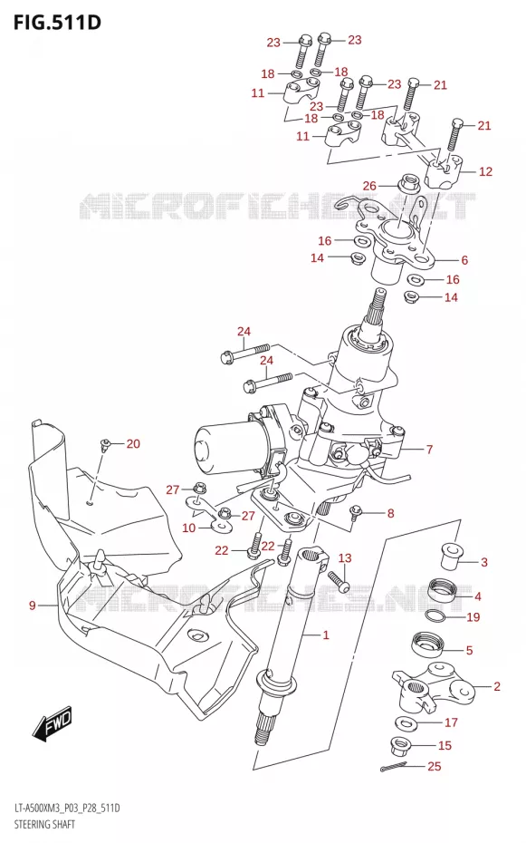 COLONNE DE DIRECTION (LT-A500XP:M3:P03) Suzuki QUAD 500 KINGQUAD 2023  LT-A500X M3 (P03,P28,P33)