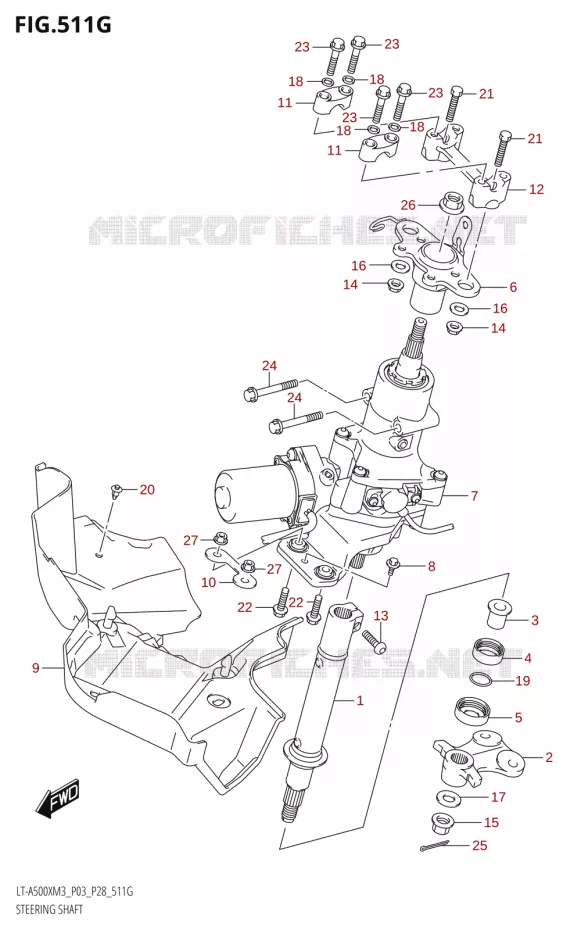 COLONNE DE DIRECTION (LT-A500XPZ:M3:P03) Suzuki QUAD 500 KINGQUAD 2023  LT-A500X M3 (P03,P28,P33)
