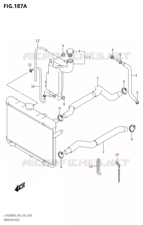 DURITES DE RADIATEUR - VASE D'EXPANSION Suzuki QUAD 500 KINGQUAD 2023  LT-A500X M3 (P03,P28,P33)