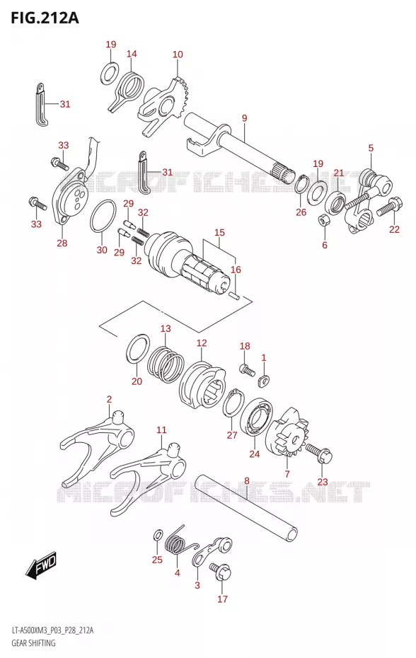 ENSEMBLE DE SELECTION DE VITESSES Suzuki QUAD 500 KINGQUAD 2023  LT-A500X M3 (P03,P28,P33)