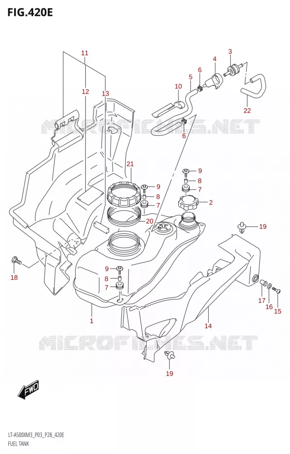 RESERVOIR D'ESSENCE (LT-A500XP:M3:P28) Suzuki QUAD 500 KINGQUAD 2023  LT-A500X M3 (P03,P28,P33)
