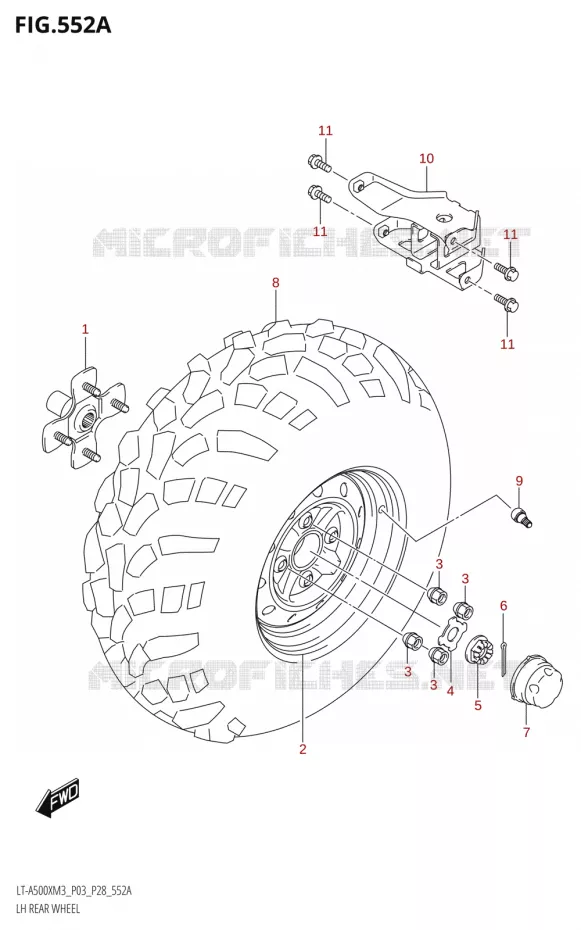ROUE ARRIERE GAUCHE (LT-A500X:M3:P03) Suzuki QUAD 500 KINGQUAD 2023  LT-A500X M3 (P03,P28,P33)