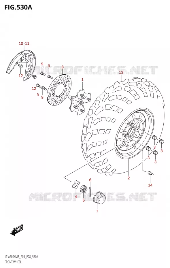 ROUE AVANT (LT-A500X:M3:P03) Suzuki QUAD 500 KINGQUAD 2023  LT-A500X M3 (P03,P28,P33)