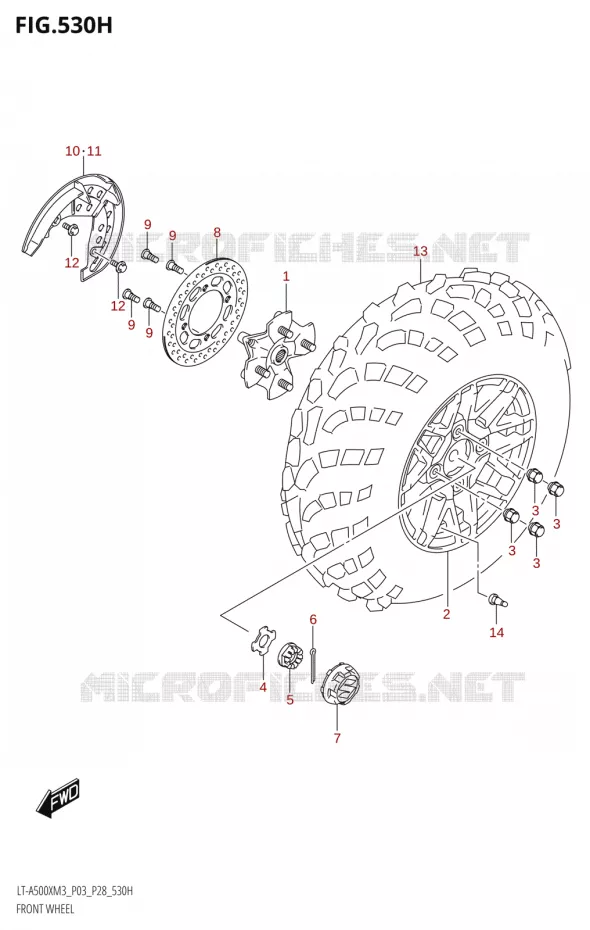 ROUE AVANT (LT-A500XPZ:M3:P28) Suzuki QUAD 500 KINGQUAD 2023  LT-A500X M3 (P03,P28,P33)