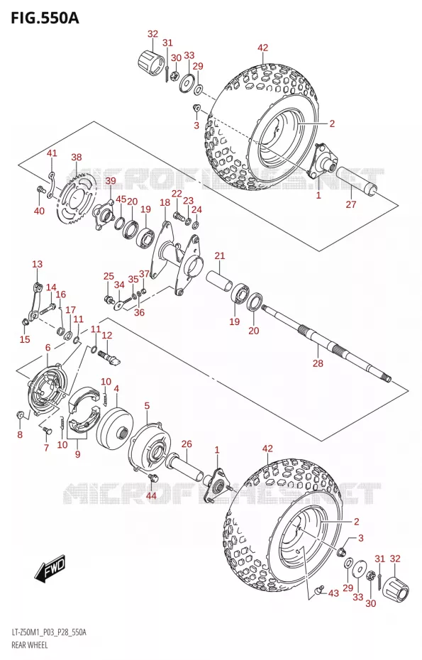ROUE ARRIERE Suzuki QUAD 50 QUADSPORT 2021  LT-Z50 M1 (P03 / P28)