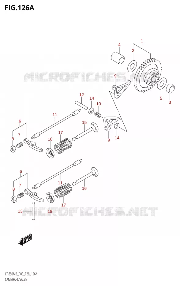 ARBRE A CAMES - SOUPAPES Suzuki QUAD 50 QUADSPORT 2023  LT-Z50 M3 (P03 / P28)